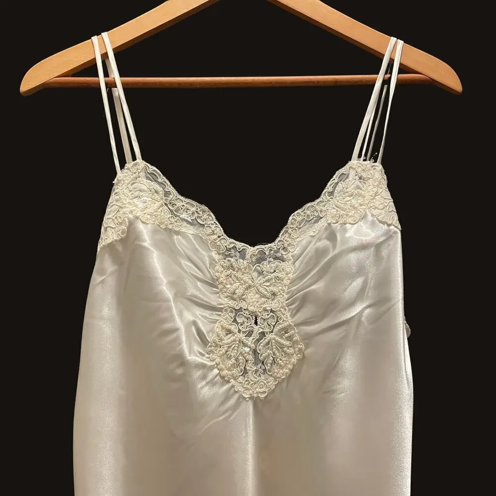Vintage Deadstock Victoria’s Secret Satin Bridal Nightgown | Pearls, Sequins, M